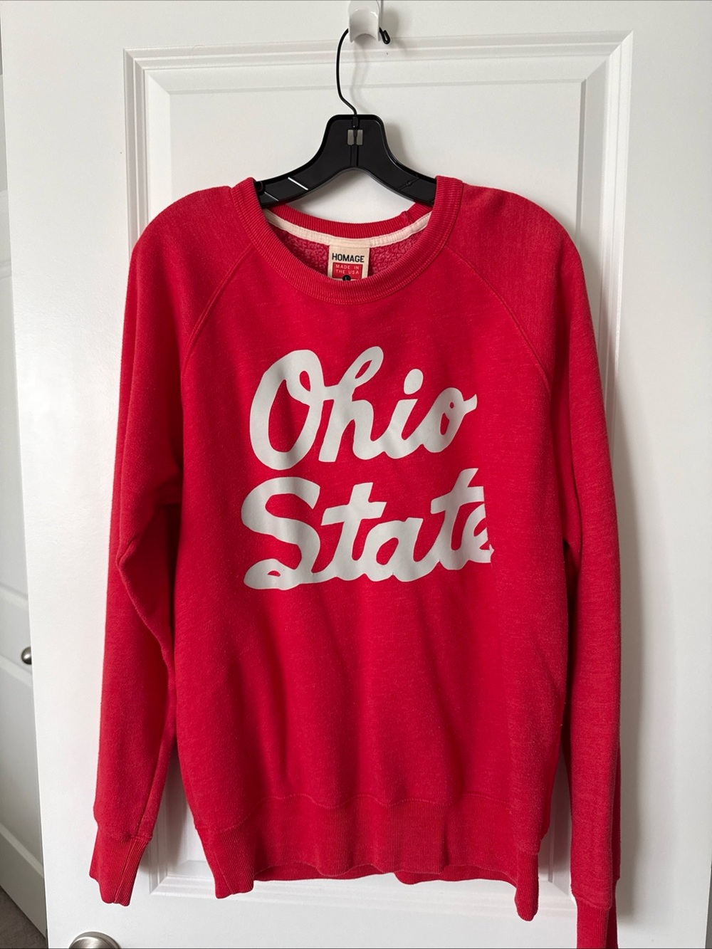 HOMAGE Red Ohio State Scoopneck Crew